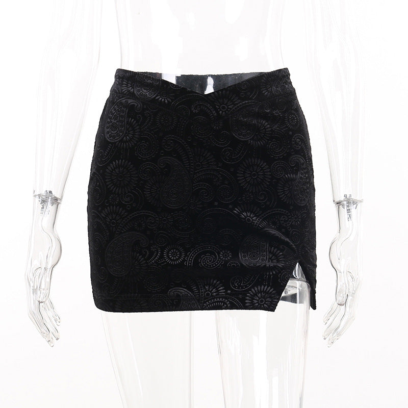 Summer Hot Girl Slim Black Split Skirt