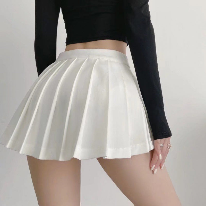 Short Front And Long Back Cute Pleated Skirt For Women Slim Fit Anti-exposure