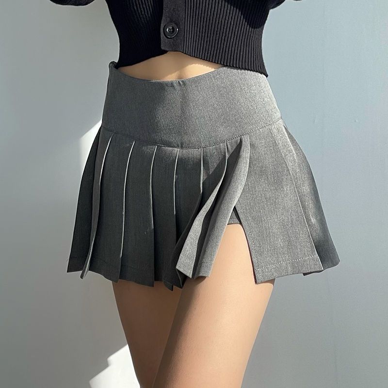 Short Front And Long Back Cute Pleated Skirt For Women Slim Fit Anti-exposure