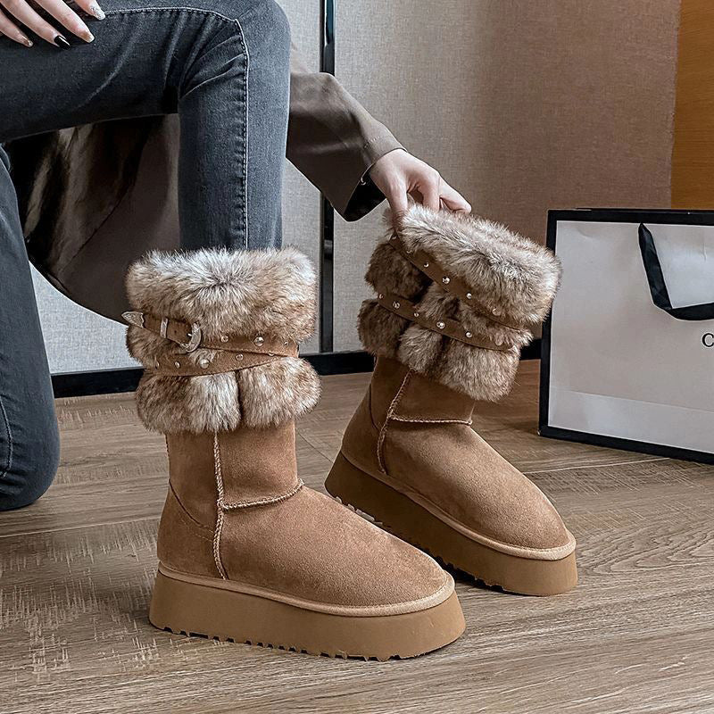 Northeast Snow Winter Fleece-lined Platform Cotton-padded Boots