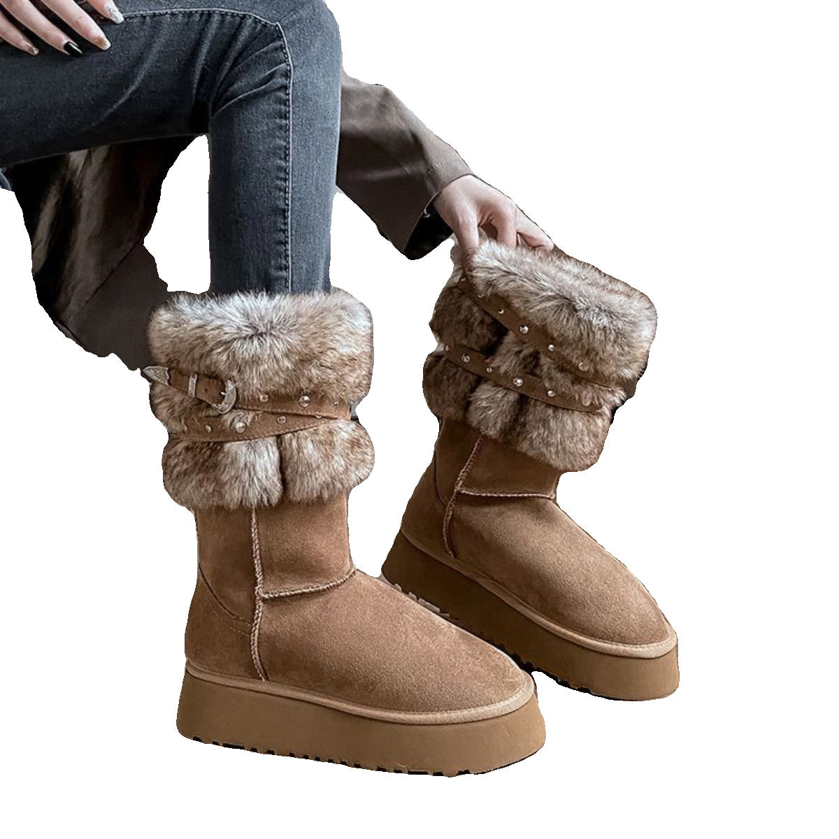 Northeast Snow Winter Fleece-lined Platform Cotton-padded Boots