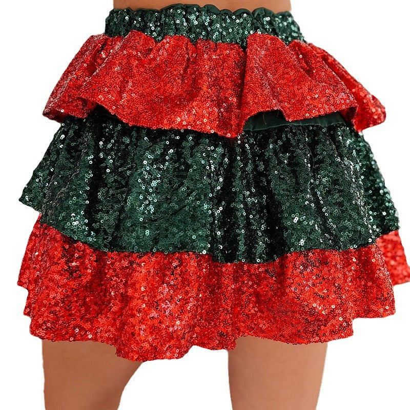 Stitching Casual Christmas Skirt Autumn And Winter