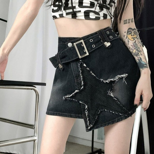 Hot Girl Retro Denim High Waist Slimming Skirt