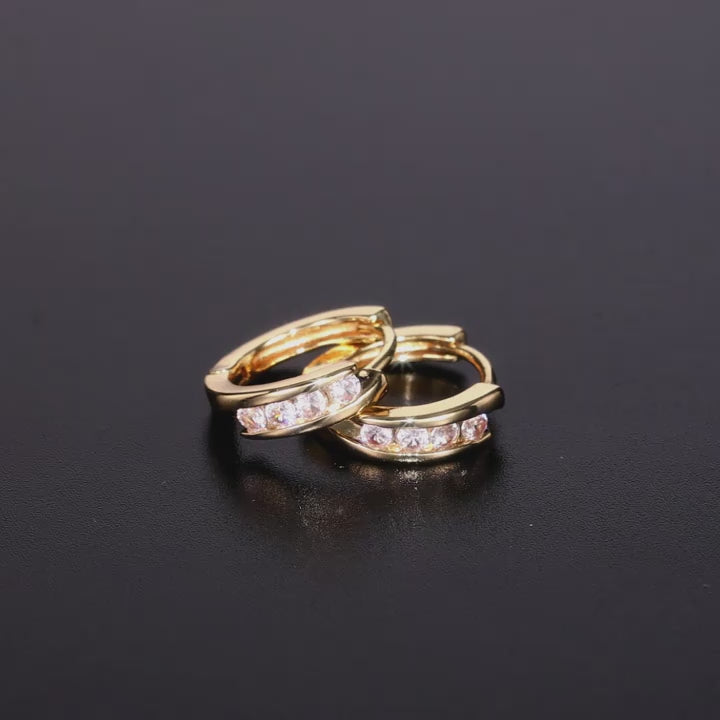 Unique Hoop Earrings 18K Gold Plated Jewelry Embellished With Zircon Elegant Simple Style Delicate Female Earrings