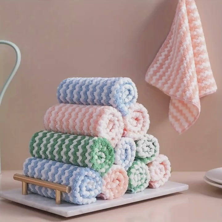 5pcs Microfiber Cleaning Cloth Dishwashing Cloth Multifunctional Cleaning Towel Household Rag Kitchen Bathroom Cleaning Towel Durable Absorbent Towel Window Wiping Cloth Cleaning Supplies Cleaning Gadgets Christmas Supplies